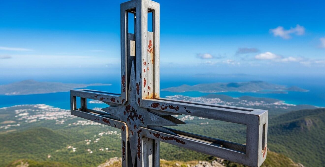 Vue panoramique depuis le sommet du sentier du Morne Pavillon sur la Pointe des Châteaux