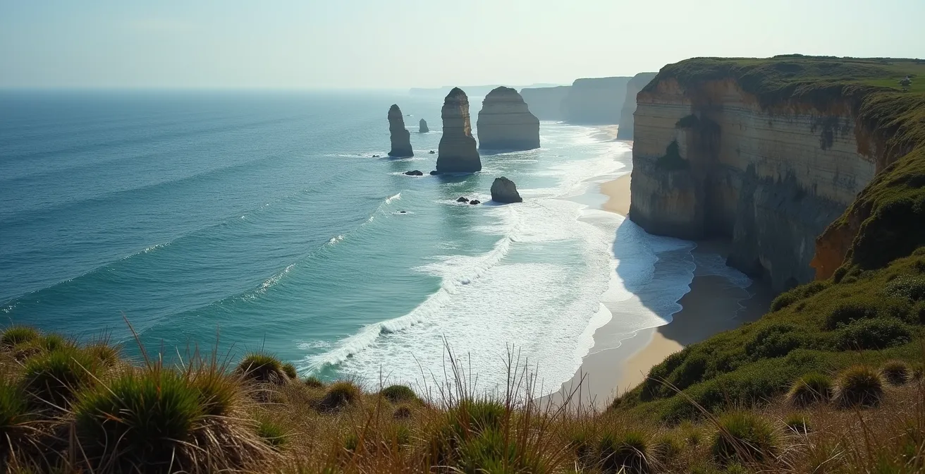 Falaises calcaires et végétation spécifique comme raisiniers sur la côte atlantique de Grande-Terre en Guadeloupe